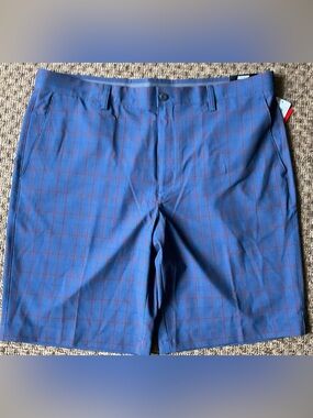 Men's Blue Plaid Golf Shorts